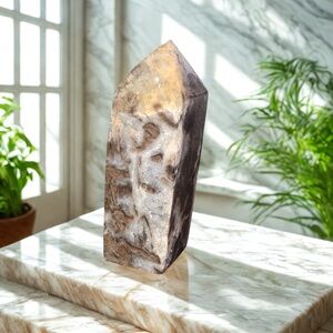 Druzy Agate Crystal Tower | Natural Quartz Druzy | Mini Obelisk 80g
